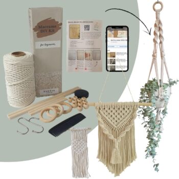 Me2You Atelier Easy Macrame DIY Kit for Adults Beginners, Wall Hanging, Plant Hanger, Crafts Starter Kit with Easy-to-Follow Video Tutorials, 100 Meters Cotton Cord Rope, Wooden Dowel, Wooden Beads  Amazon.co.uk Home & Kitchen