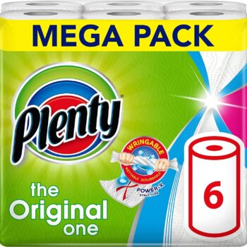 PLENTY Kitchen Towel, 6 White Rolls, 600 Sheets of Kitchen Roll, 2 Ply Tissue  Amazon.co.uk Grocery