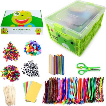 Arts and Crafts Supplies for Kids with Storage Box, 1150+ Pcs Googly Eyes Pompoms Sticks Pipe Cleaners Colourful Paper Glitter Glue and More, Aged 3+  Amazon.co.uk Home & Kitchen