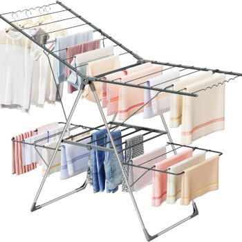 Innotic Clothes Airer with 33 bars, 2-Level Foldable Clothes Drying Rack Indoor Outdoor, Stainless Steel Large Clothes Horse, 6 Height-Adjustable Laundry Drying Rack (Grey)  Amazon.co.uk Home & Kitchen