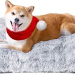 90x60x10cm Crate Dog Beds Large Washable Mattress, Fluffy Calming Dog Bed Anti Anxiety, Pet Bed Cushion with Anti-Slip Bottom, Grey