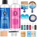 Epoxy Resin Kit for Beginners, 16oz Crystal Clear Art Resin Kit with Silicone Coaster Molds, Pigments, Mica Powder, Gold Leaf for DIY Coaster Jewelry Tray Keychain Deco Coating and Casting  Amazon.co.uk Home & Kitchen